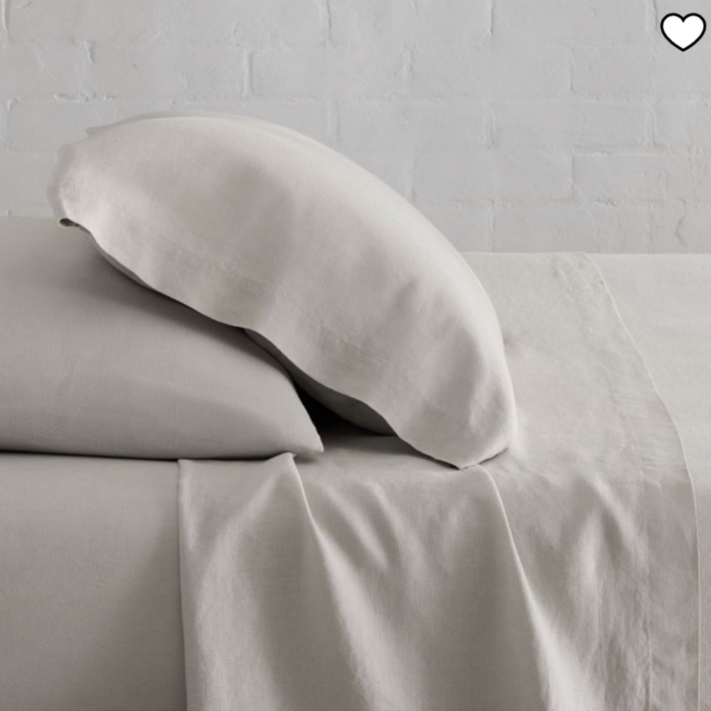 ❤️BUY 2 GET 1 FREE  European Flax Linen Sheet Set, Full, Frost Gray, Retail $269